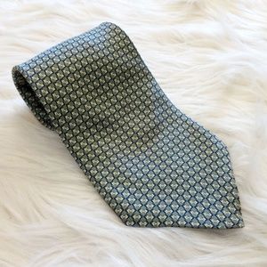 Nautica Silk Tie Green & Blue Geometric Print